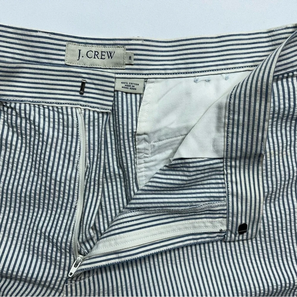 J. Crew Seersucker Shorts Blue Striped Mens Size 35 Golf Preppy 8.5 Inch Inseam
